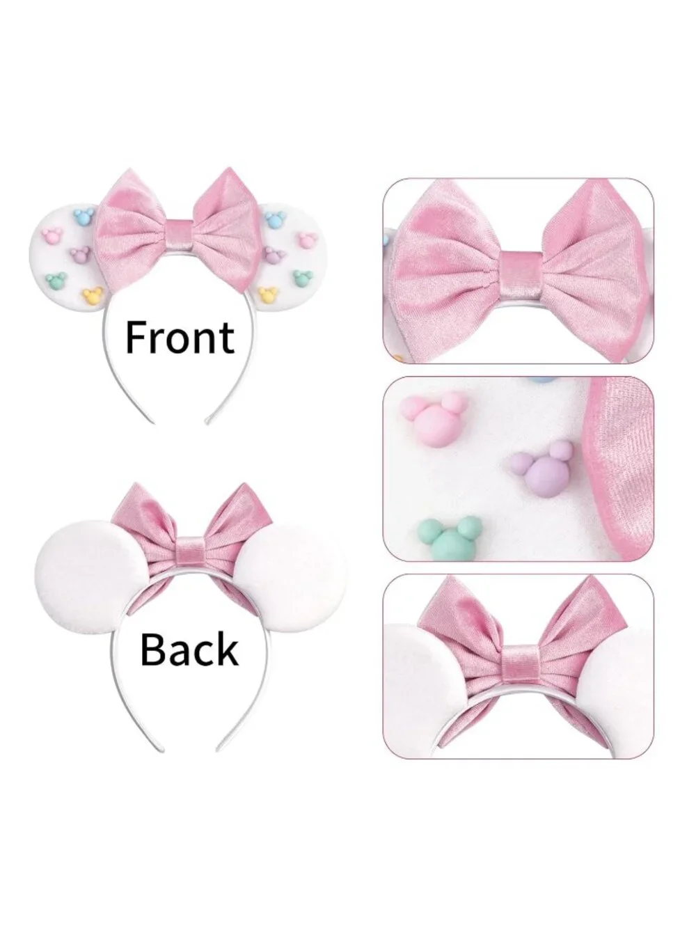 Women White cotton Candy-Inspired Mickey Mouse Hair Headband
